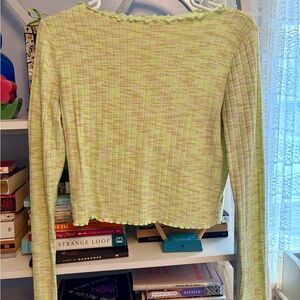Lou & Grey Lime Green Ribbed Lettuce Hem Top